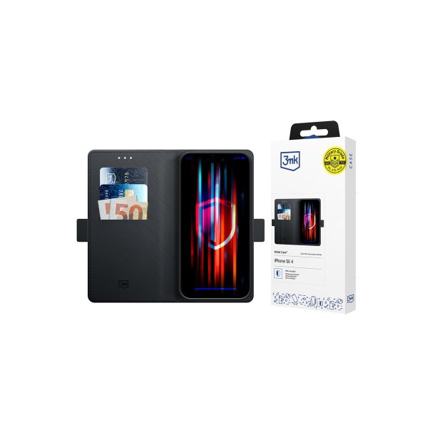 3mk Wallet-cover til iPhone 17e / 16e Black