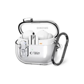 Tech-Protect FlexAir-cover med karabinhage til Samsung Galaxy Buds 3 / Buds 3 Pro Transparent