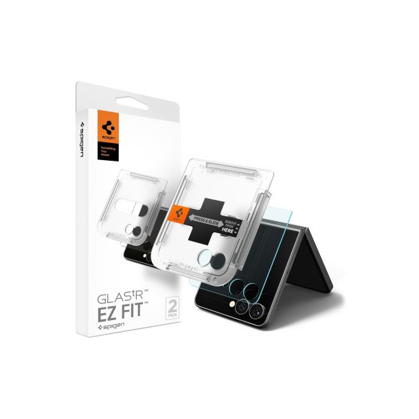 Spigen Glas.tR EZ Fit HD 2-pak h�rdet sk�rmbeskyttelsesglas til Samsung Galaxy Z Flip7 Transparent