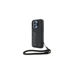 BMW Signature Leather Wordmark Cord cover til iPhone 15 Pro Black
