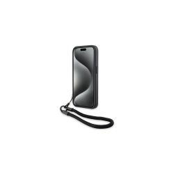 BMW Signature Leather Wordmark Cord cover til iPhone 15 Pro Black