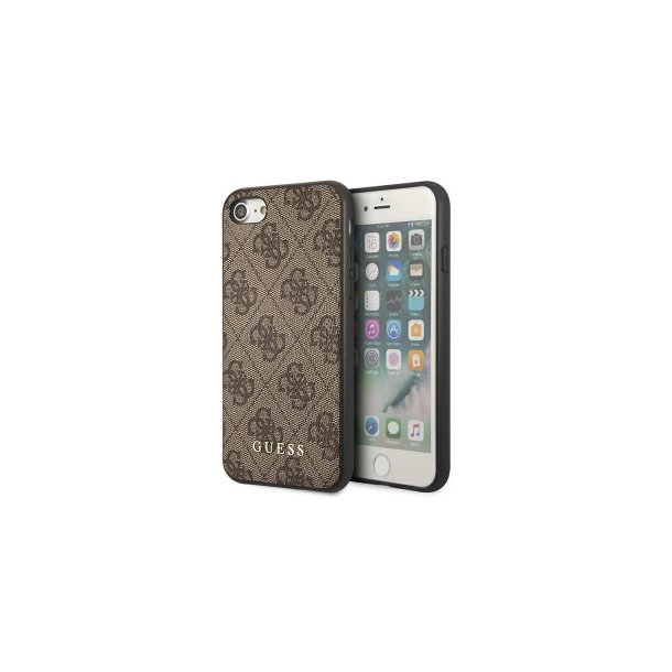 Guess 4G Metal Gold Logo cover til iPhone SE 2022 / 2020 / 7 / 8 Brown