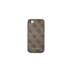 Guess 4G Metal Gold Logo cover til iPhone SE 2022 / 2020 / 7 / 8 Brown