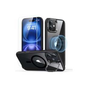 ESR Classic Hybrid Kickstand Halolock MagSafe cover Set + h�rdet glas til iPhone 16 Black