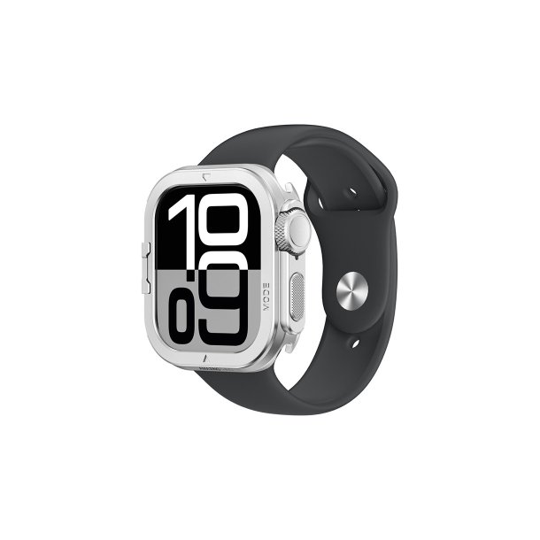 AmazingThing Titan Pro Metal cover til Apple Watch 11 46mm Aluminum Silver