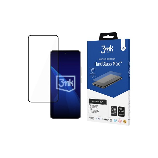 Reinforced Full Coverage h�rdet glas 3mk HardGlass Max Black til Xiaomi Redmi Note 14 Pro 4G / 5G / Pro+