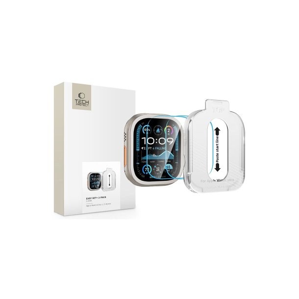 Tech-Protect Easy Set+ h�rdet glas 2-pak til Apple Watch Ultra 1/2 49mm Clear