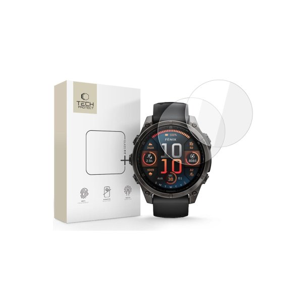 Tech-Protect Glass Fit+ 2-pak h�rdet glas til Garmin Fenix 8 47mm Clear