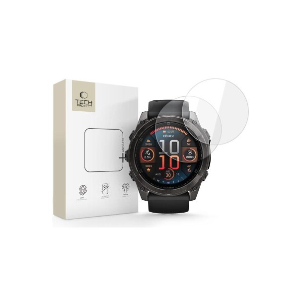 Tech-Protect Glass Fit+ 2-pak h�rdet glas til Garmin Fenix 8 51mm Clear