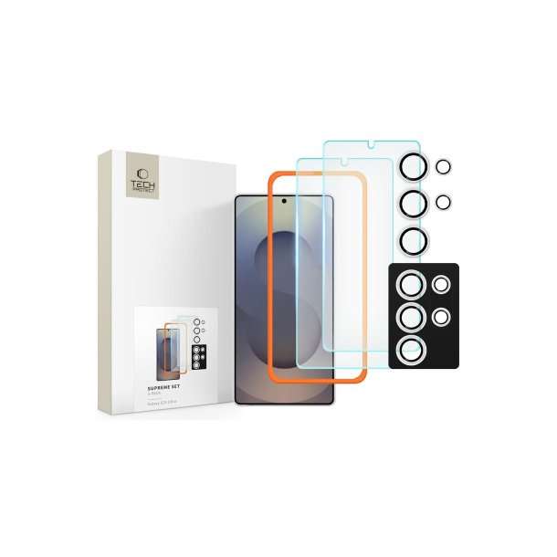 Tech-Protect Supreme Set til Samsung Galaxy S25 Ultra 2x h�rdet sk�rmglas og h�rdet kameraglas Clear