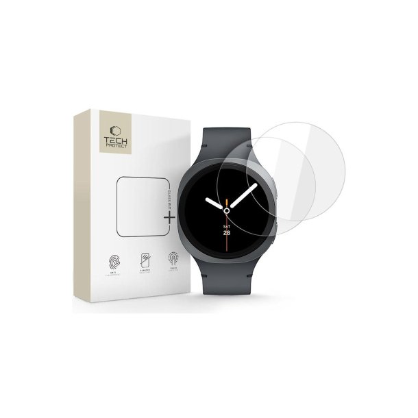 Tech-Protect Glass Fit+ 2-pak h�rdet glas til Samsung Galaxy Watch 8 44 mm Transparent