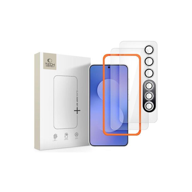 Tech-Protect Easy Set+ 3-pak h�rdet glas til Samsung Galaxy S25 FE Transparent