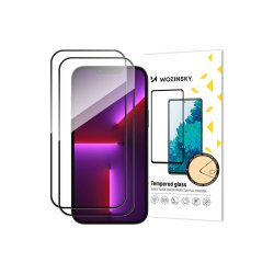 Wozinsky Full Glue fuldd�kkende h�rdet glas 2-pak med ramme, covervenligt til iPhone 15 Pro Black