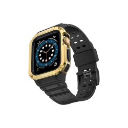 Armored urrem med beskyttelsescover til Apple Watch 42/44/45mm Black, Gold