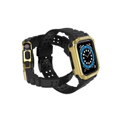 Armored urrem med beskyttelsescover til Apple Watch 42/44/45mm Black, Gold
