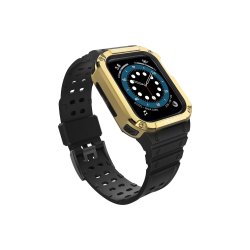 Armored urrem med beskyttelsescover til Apple Watch 42/44/45mm Black, Gold