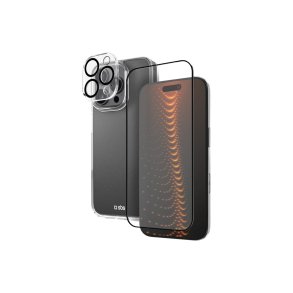 SBS set med D3O-teknologi til iPhone 16 Pro - cover + sk�rmglas og kamerabeskyttelse Transparent