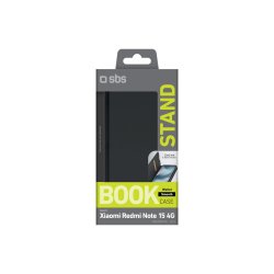 SBS Wallet Smooth cover til Xiaomi Redmi Note 15 4G med Flip cover Black
