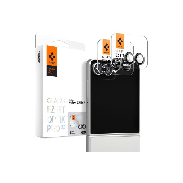 Spigen Optik Pro HD Glas.TR EZ Fit 2-pak kamerabeskyttelse til Samsung Galaxy Z Flip 7 Black