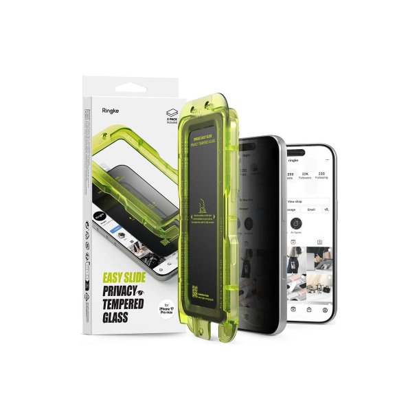 Ringke Easy Slide 2-pak privacy-glas til iPhone 17 Pro Black