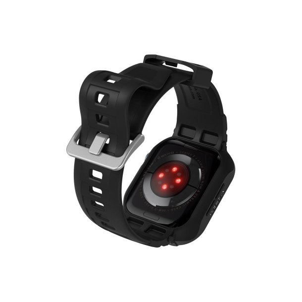 Spigen Rugged Armor Pro cover med rem til Apple Watch 4 / 5 / 6 / 7 / 8 / SE (44/45 mm) Black