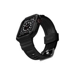 Spigen Rugged Armor Pro cover med rem til Apple Watch 4 / 5 / 6 / 7 / 8 / SE (44/45 mm) Black