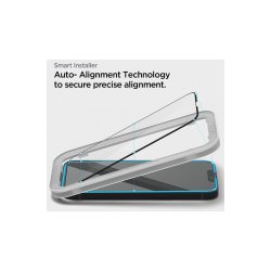 Spigen ALM Glass FC h�rdet glas til iPhone 13 / 13 Pro / 14 / 16e / 17e - black 2 stk..