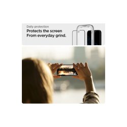 Spigen ALM Glass FC h�rdet glas til iPhone 13 / 13 Pro / 14 / 16e / 17e - black 2 stk..