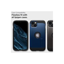 Spigen ALM Glass FC h�rdet glas til iPhone 13 / 13 Pro / 14 / 16e / 17e - black 2 stk..