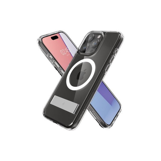 Spigen Ultra Hybrid S MagSafe cover med stander til iPhone 15 Pro Transparent