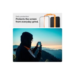 Spigen ALM Glass FC h�rdet glas til iPhone 15 - black 2 stk..