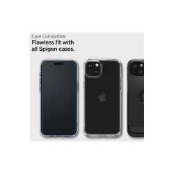 Spigen ALM Glass FC h�rdet glas til iPhone 15 - black 2 stk..