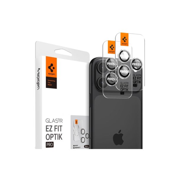 Spigen Glas.tR EZ Fit Optik Pro kamerabeskyttelse til iPhone 15 Pro / 15 Pro Max / 16 Pro / 16 Pro Max / 17 Pro / 17 Pro Max - 2 stk..