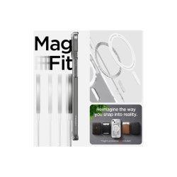 Spigen Ultra Hybrid Mag cover med MagSafe til iPhone 15 Plus - White (Zero One Pattern)
