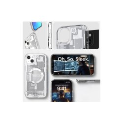 Spigen Ultra Hybrid Mag cover med MagSafe til iPhone 15 Plus - White (Zero One Pattern)