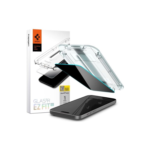 Spigen Glas.tR EZ Fit Privacy h�rdet glas til iPhone 15 Plus