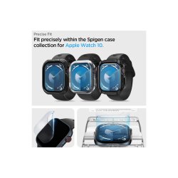 Spigen Elite Shield �EZ FIT� hybridglas 2-pak til Apple Watch 10 (42MM) Clear