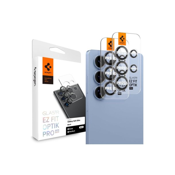 Spigen Optik Pro GLAS.TR EZ FIT 2-pak kamerabeskyttelse til Samsung Galaxy S25 Ultra Black
