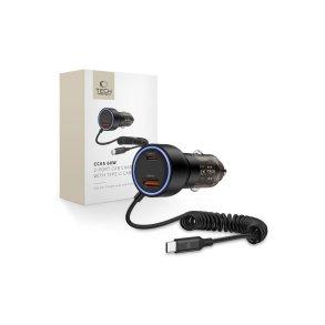 Tech-Protect CC05 PD-biloplader med 2 porte og USB-C-kabel 60W Sort