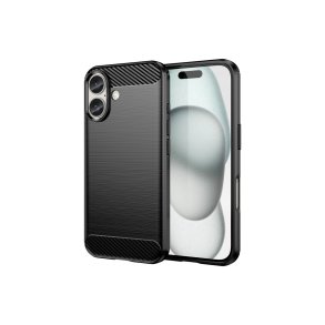 Hurtel cover med carbon-look til iPhone 16 Plus Sort