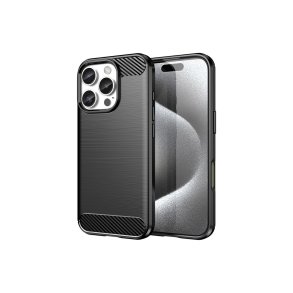 Hurtel cover med carbon-look til iPhone 16 Pro Max Sort