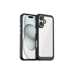 Hurtel Outer Space hybridcover med fleksibel ramme til iPhone 16 Plus Sort