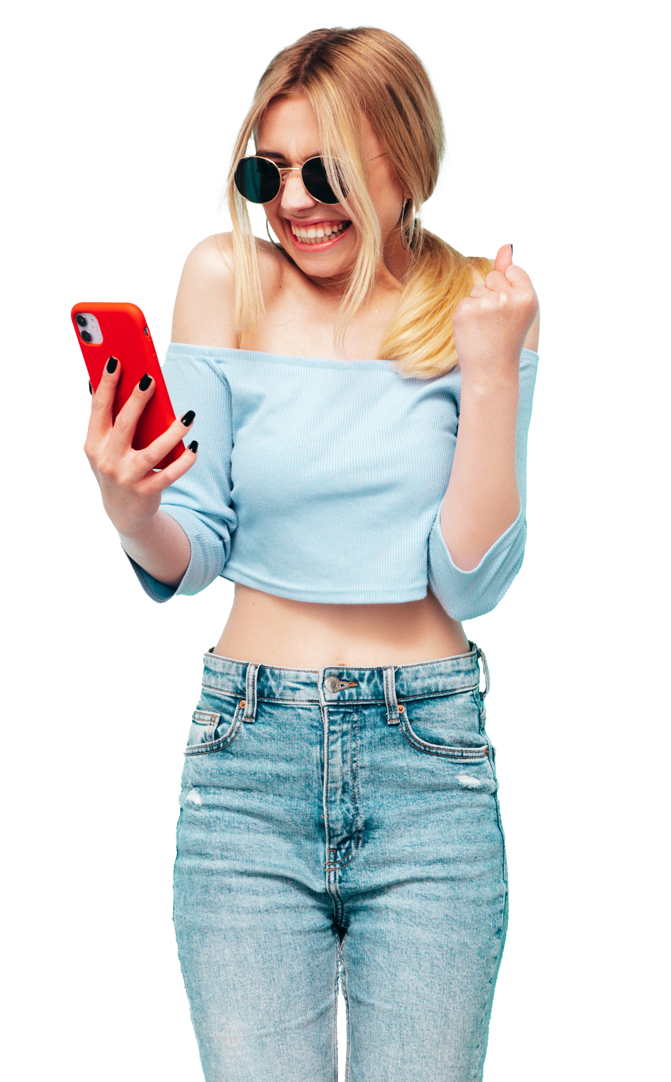 Glad kunde med smartphone