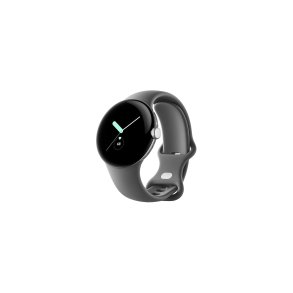 Google Pixel Watch 1. Gen LTE 41mm Polished Silver Stainless Steel Case med Active Band Charcoal