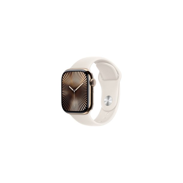 Apple Watch Series 10 GPS + Cellular 46mm Gold Titanium Case with Starlight Sport Band M/L