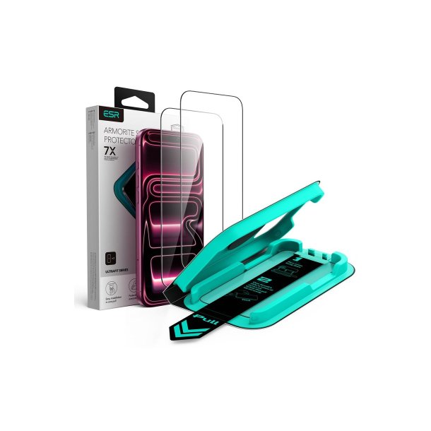 ESR UltraFit Armorite 2-pak h�rdet sk�rmbeskyttelsesglas til iPhone 17 Pro Max / 18 Pro Max Sort