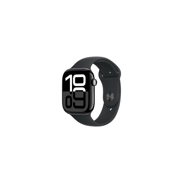 Apple Watch Series 10 (2024) LTE 46mm Jet Black Aluminium Case med Black Sport Band M/L