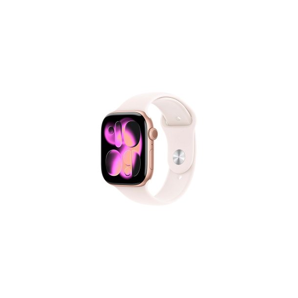 Apple Watch Series 11 (2025) GPS 46mm Rose Gold Aluminium Case med Light Blush Sport Band S/M