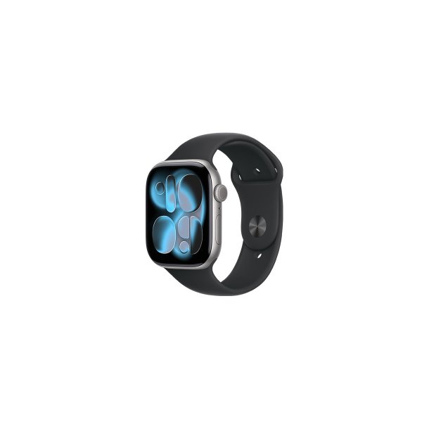 Apple Watch Series 11 (2025) GPS 46mm Space Grey Aluminium Case med Black Sport Band M/L