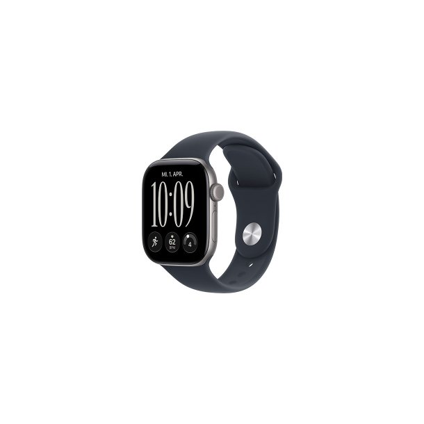 Apple Watch Series 12 (2026) GPS 46mm Space Grey Aluminium Case med Navy Blue Sport Band M/L